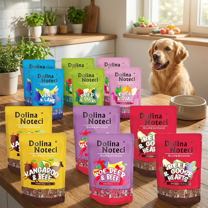 Dolina Noteci Superfood mokra karma dla psa bezzbożowa 12x300 g – mix 6 smaków
