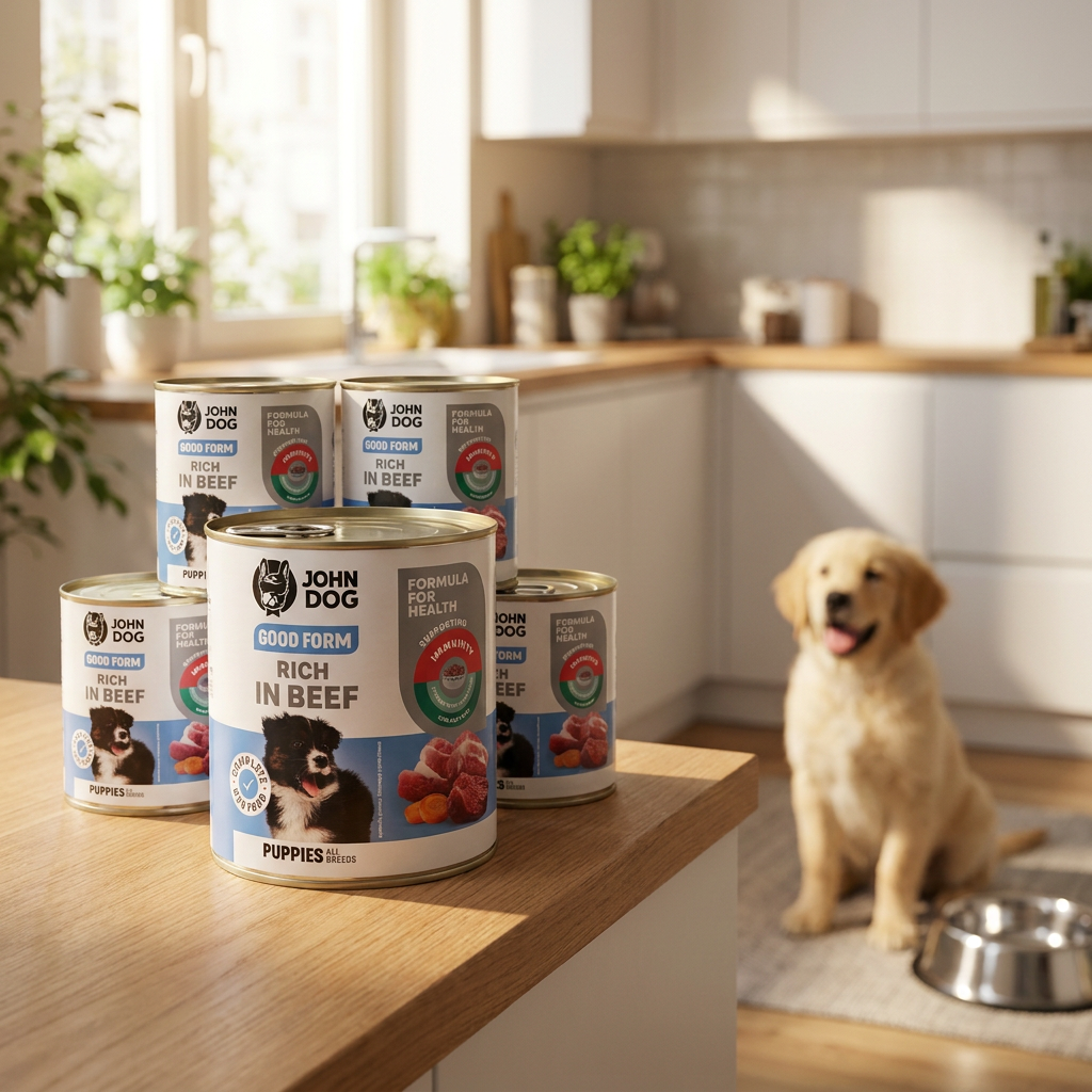 John Dog Good Form mokra karma dla szczeniąt z wołowiną 6x800 g – bez drobiu, bezglutenowa
