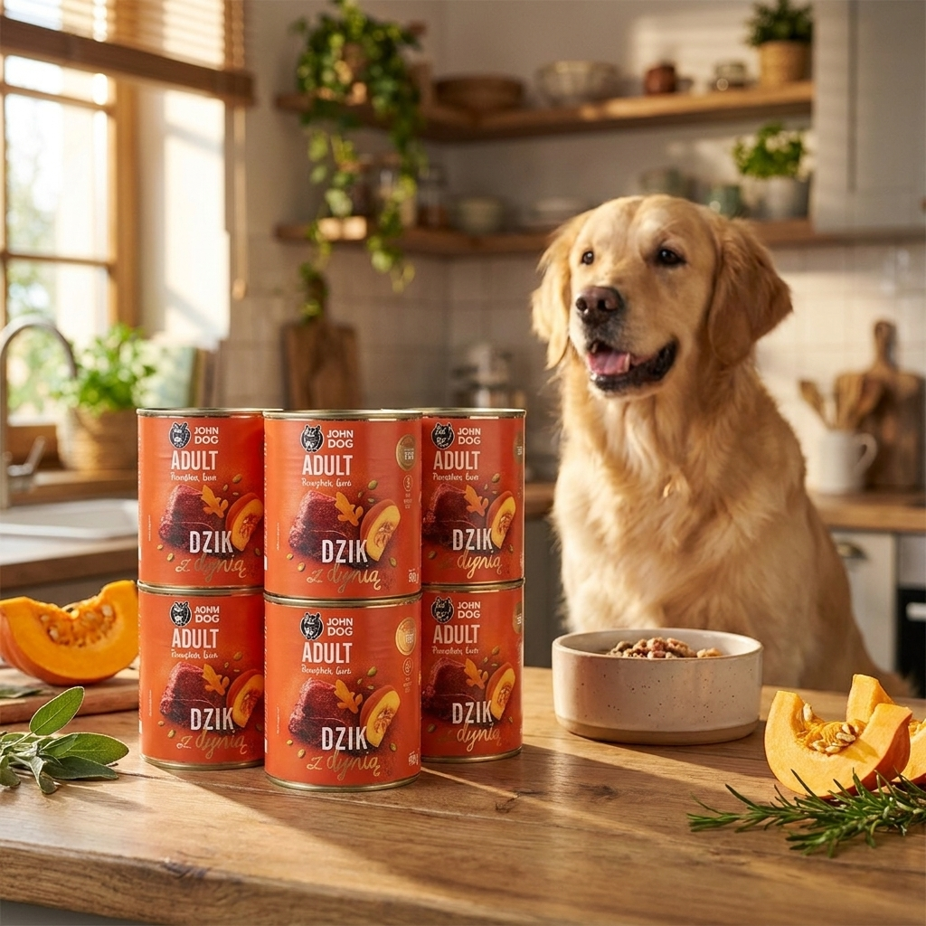 John Dog karma mokra dla psa z dzikiem i dynią 6x800 g – bezzbożowa, monoproteinowa