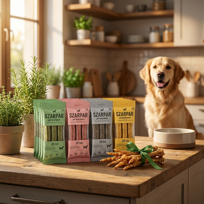 SZARPAK Karma mokra dla psa w batonach 19 x 1 kg – 86% mięsa, pełnoporcjowa, mix smaków