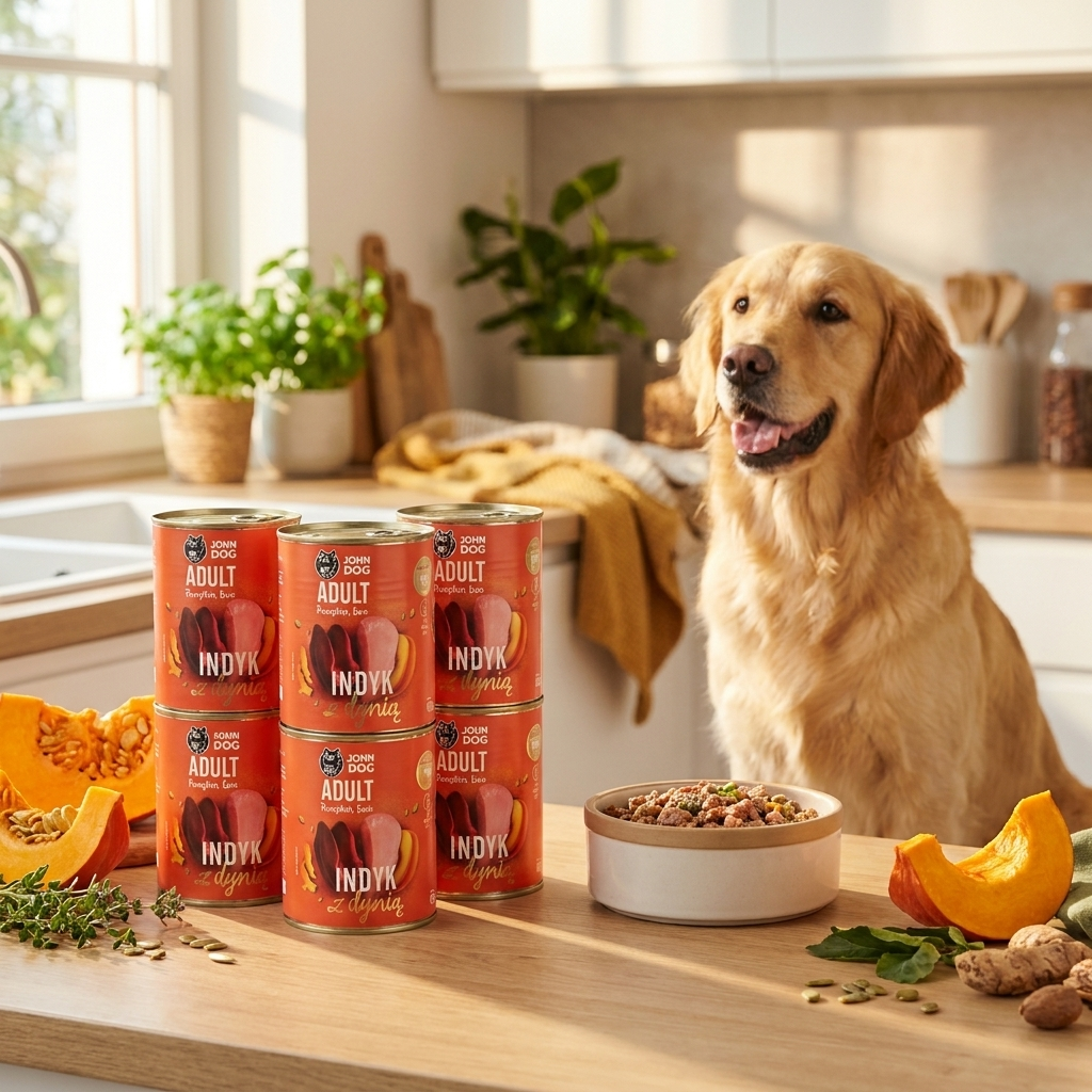 John Dog mokra karma dla psa indyk z dynią 6x800 g – bezzbożowa, bez kurczaka