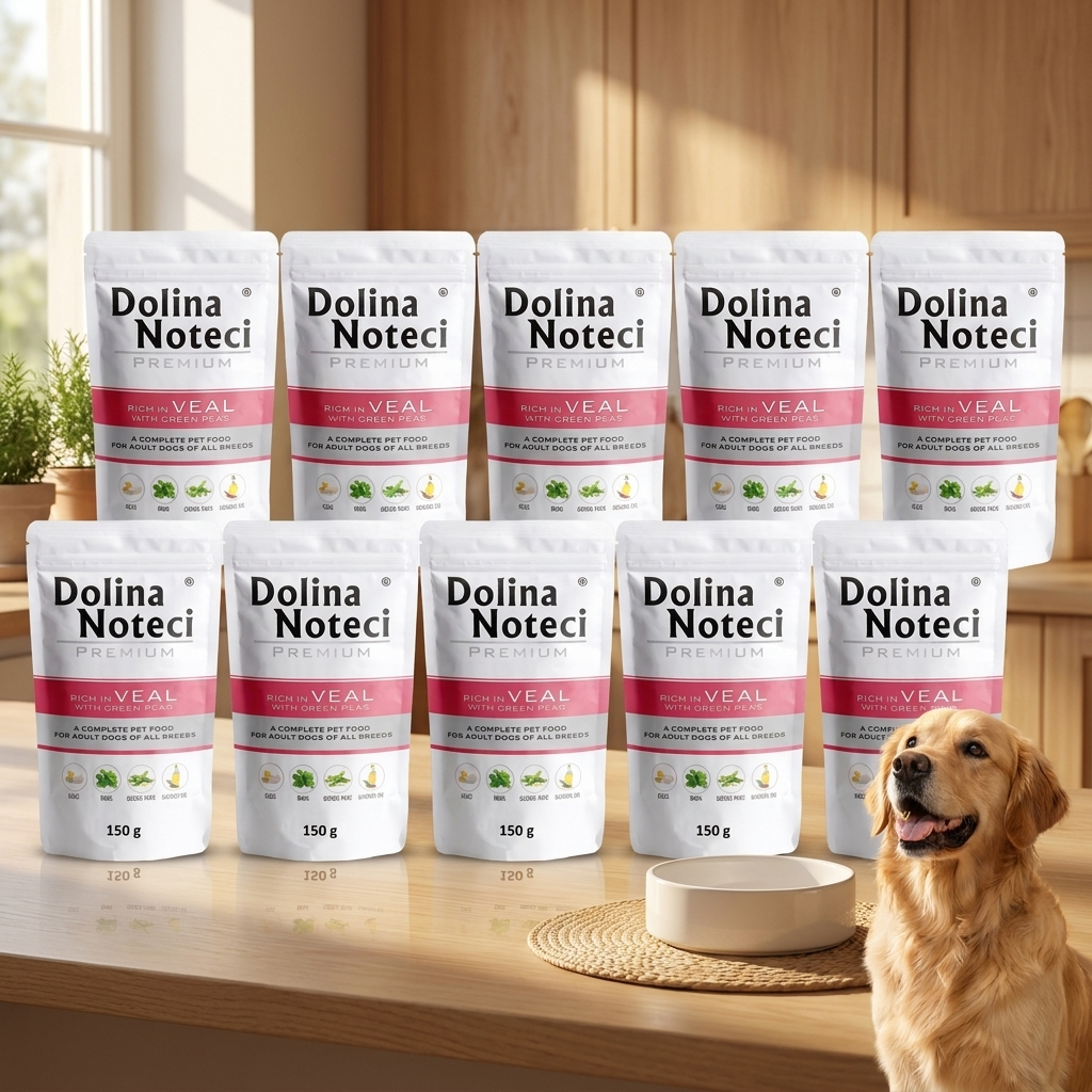 Dolina Noteci Premium mokra karma dla psa z cielęciną i groszkiem – saszetki 10 x 150 g