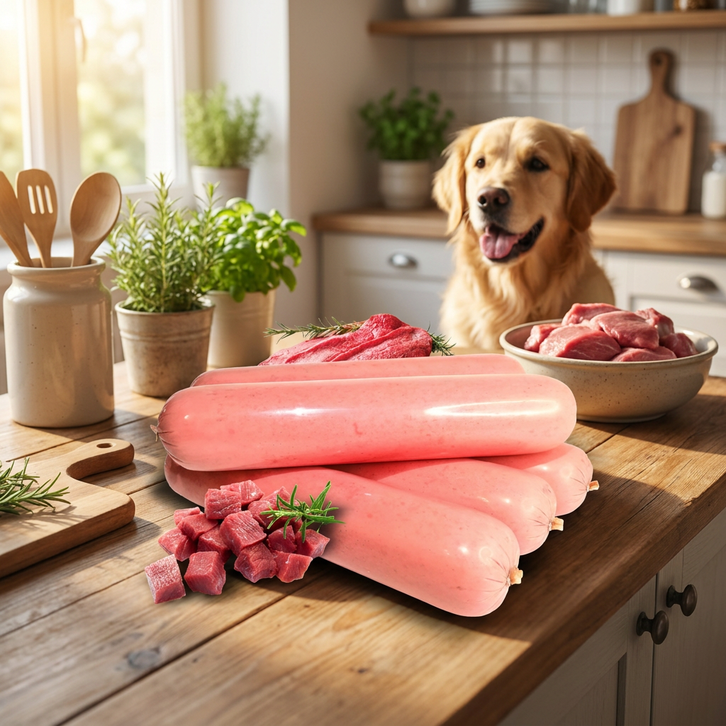 Baton mięsny dla psa drobiowy 1 kg x 10 szt. – mortadela, 80% drobiu, karma półmokra