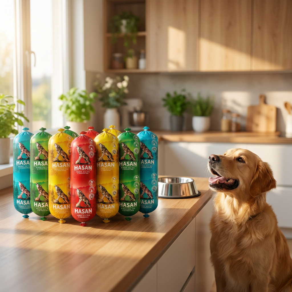 HASAN Karma dla psa w batonie 1 kg, 90% mięsa, dla wszystkich ras – mix smaków