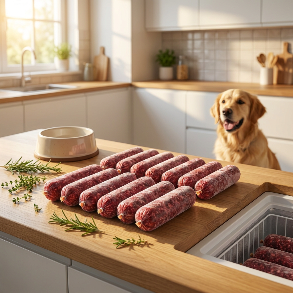 Mrożone mięso wołowe dla psa bez kości BARF – baton 100% wołowina, 10 x 1000 g, 10 kg