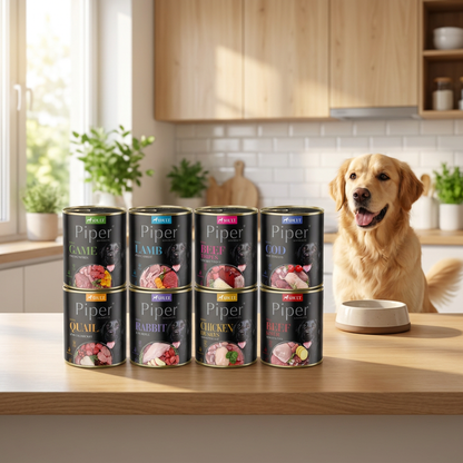 Piper Animals Mokra karma dla psa bezzbożowa 24 x 800 g – mix smaków, puszki