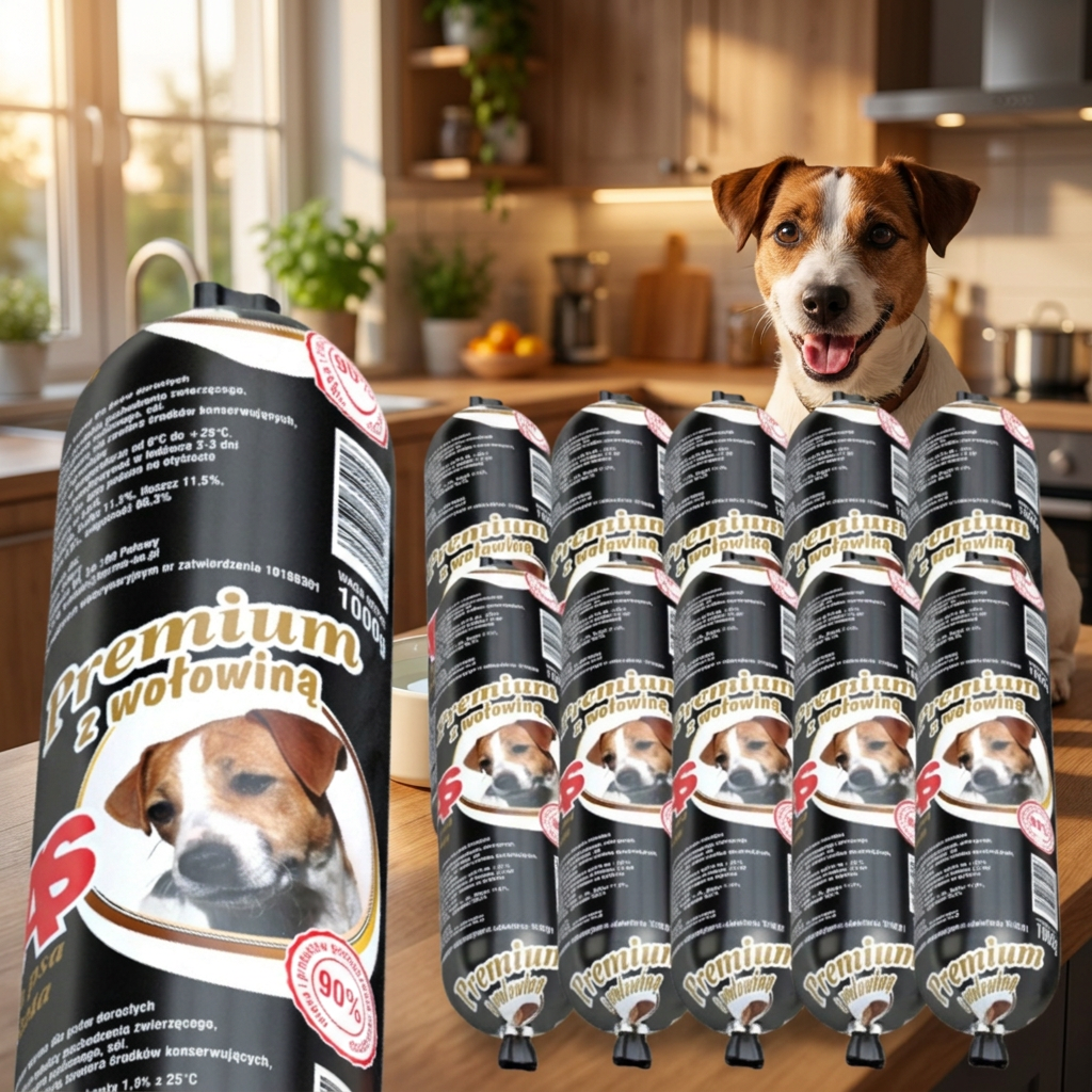 AS Premium Mokra karma dla psa w batonach, wołowina 90% mięsa – 10 x 1 kg