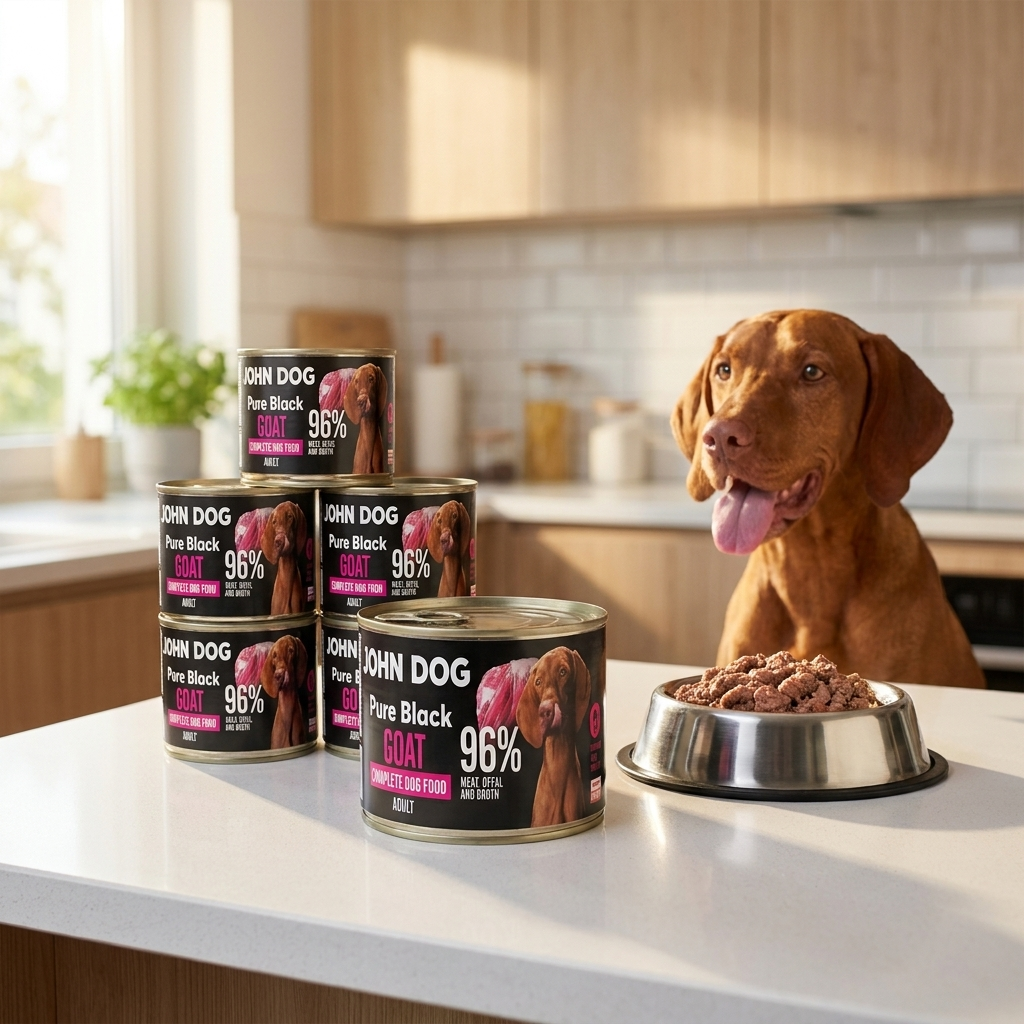 John Dog Pure Black karma mokra dla psa z koziną 6x200 g – bezzbożowa, monobiałkowa