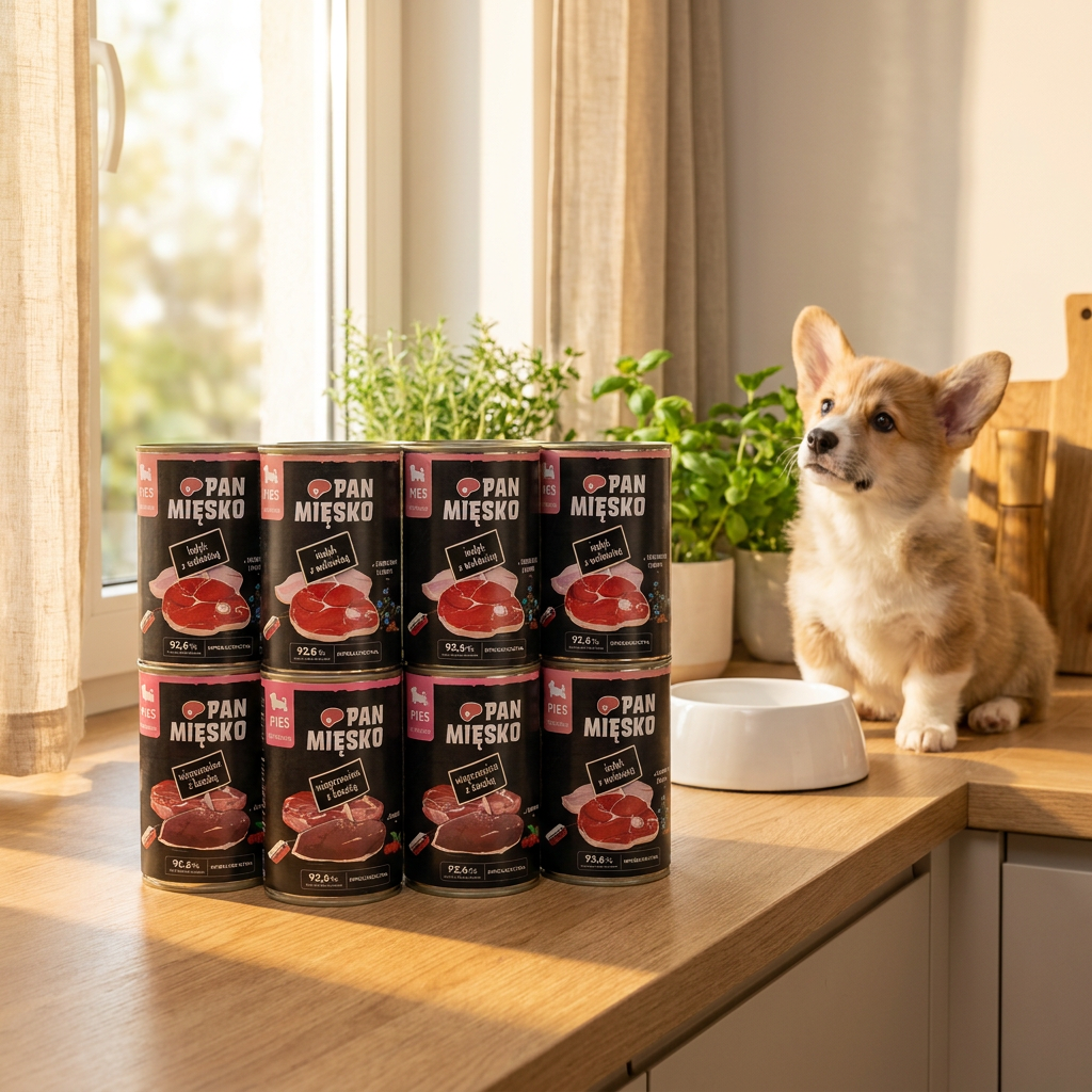 Pan Mięsko Karma mokra dla szczeniąt bezzbożowa 12x400 g – mix smaków indyk i kaczka