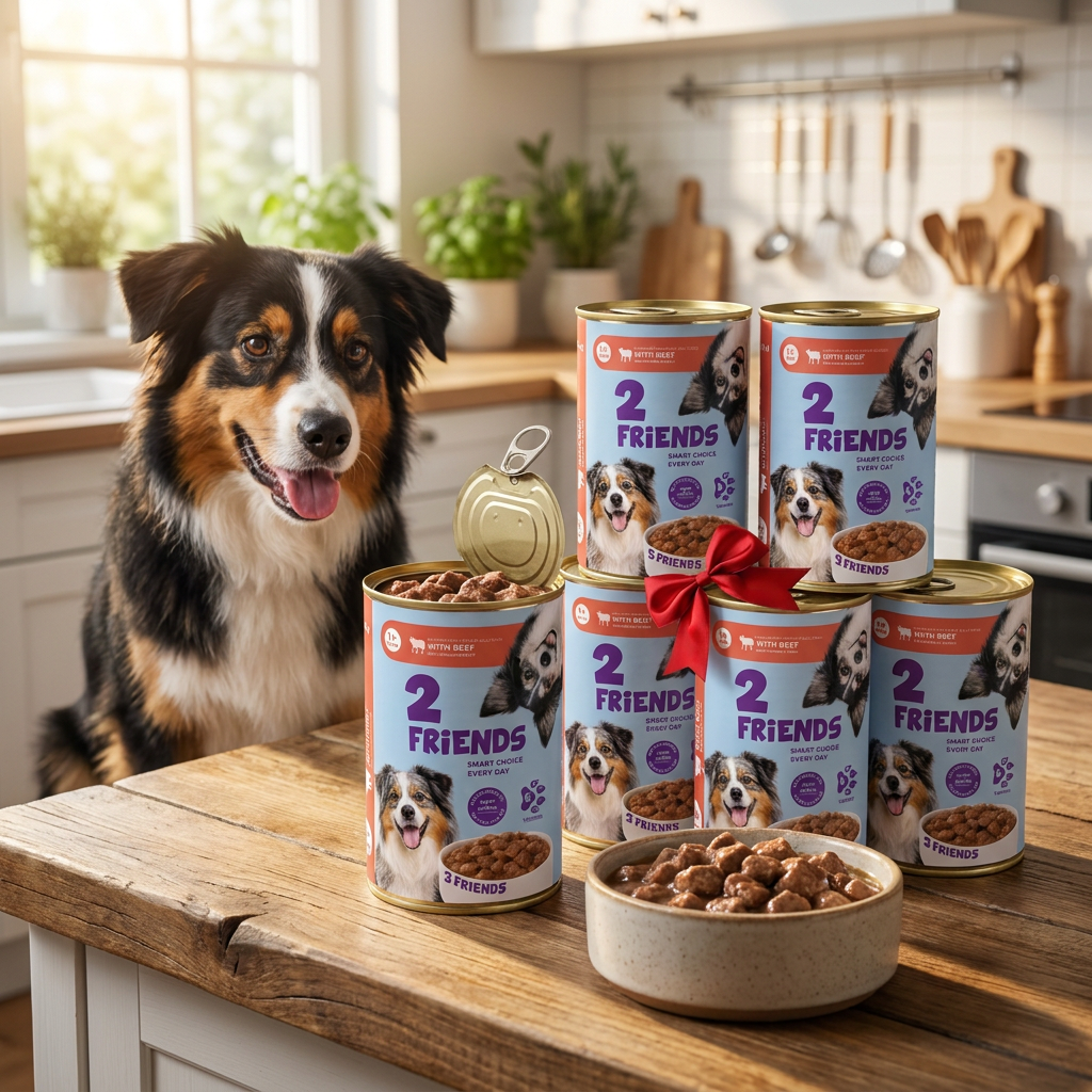 2 FRIENDS Karma mokra dla psa wołowina w sosie 1240 g – puszka, 71% mięsa, psy dorosłe