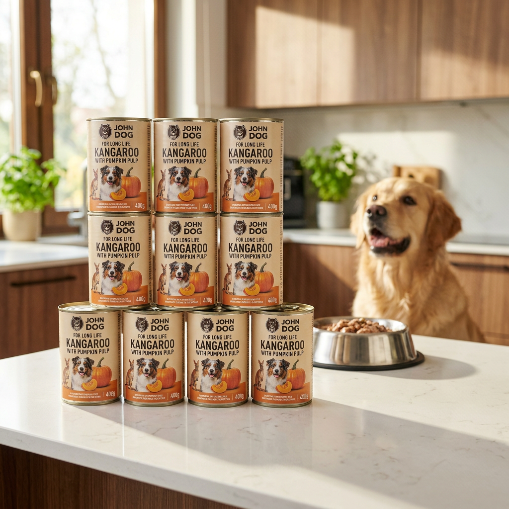 John Dog For Long Life karma mokra dla psa kangur z dynią 12x400 g – bezzbożowa