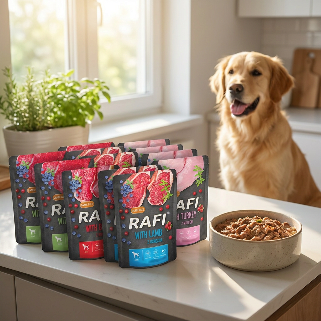 RAFI Karma mokra dla psa dorosłego bezzbożowa 10 x 300 g – mix smaków, saszetki