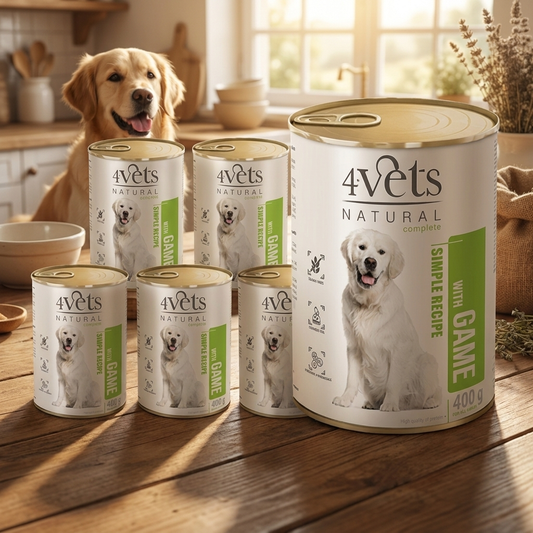 4Vets Natural mokra karma dla psa z dziczyzną 6 x 400 g – bezzbożowa, puszki