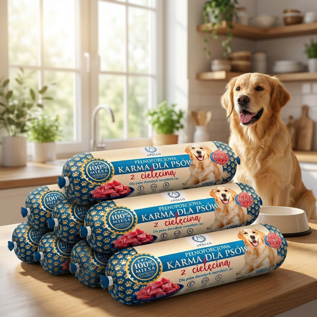 Apollo Mokra karma dla psa w batonie 10 x 1 kg – 100% mięsa, bez zbóż, cielęcina