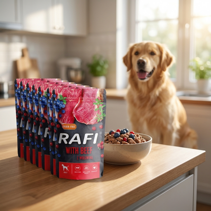 Dolina Noteci Rafi karma mokra dla psa z wołowiną 10 x 500 g – saszetki, łącznie 5 kg