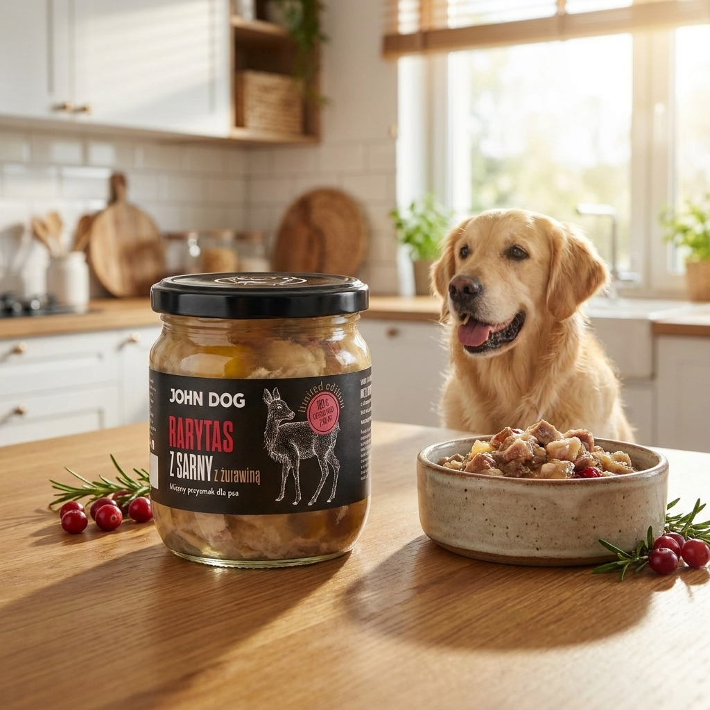 John Dog Rarytas Premium mokra karma dla psa z sarny 380 g – monobiałkowa, bezzbożowa