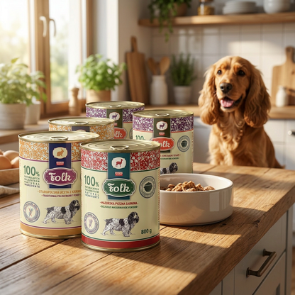 FOLK Karma mokra dla psa bezzbożowa 6 x 800 g – bez kurczaka, mix smaków
