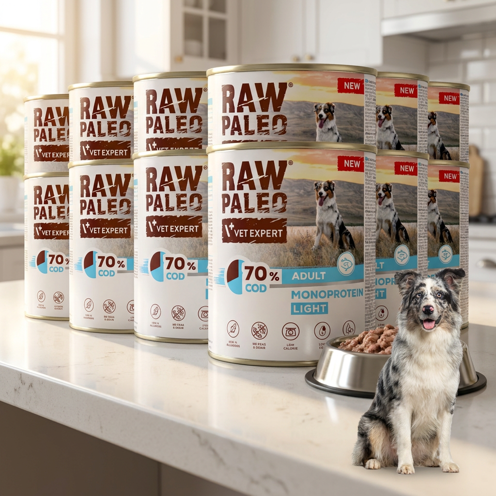 RAW PALEO Mokra karma dla psa light z dorszem, monobiałkowa, bezzbożowa – 12 x 400 g