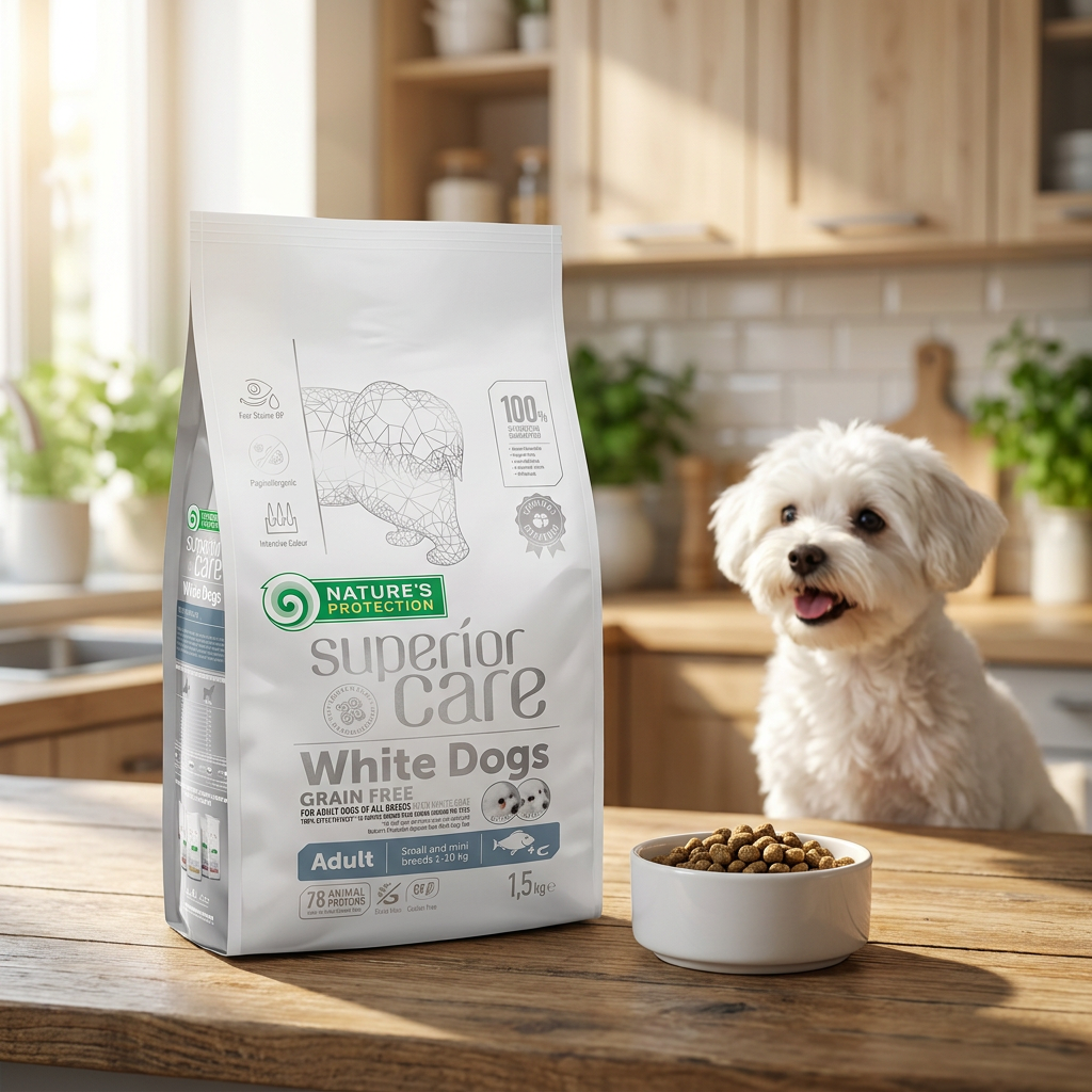 Nature's Protection Superior Care White Dogs karma bezzbożowa dla psów małych ras – ryba 1,5 kg