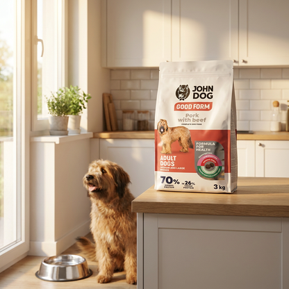 GOOD FORM John Dog sucha karma dla psa 3 kg bez drobiu, bezglutenowa – wieprzowina z wołowiną