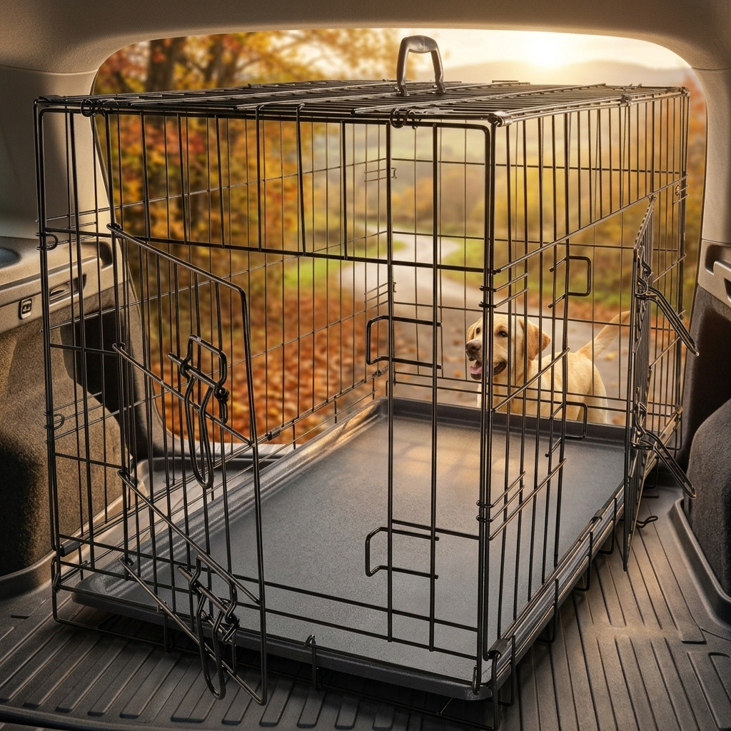 Klatka dla psa metalowa 91x60x66 cm składana, z dwoma wejściami i tacą – rozmiar XXL