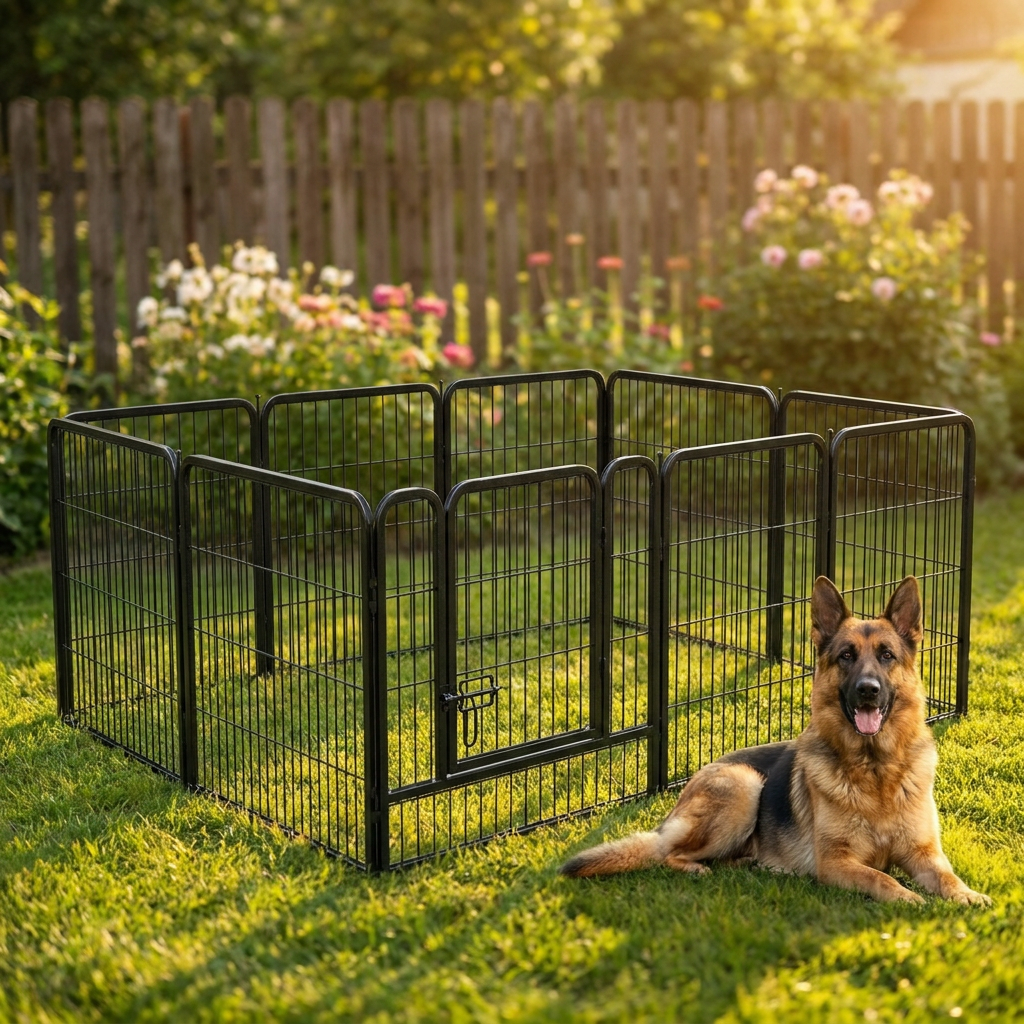 Oh!Dog Kojec modułowy dla psa 80 cm metalowy – 8 elementów, wybieg na zewnątrz