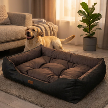 Doggy Puffy legowisko dla dużego psa XL 92x73 cm, wodoodporne z wyjmowanym materacem – brązowe