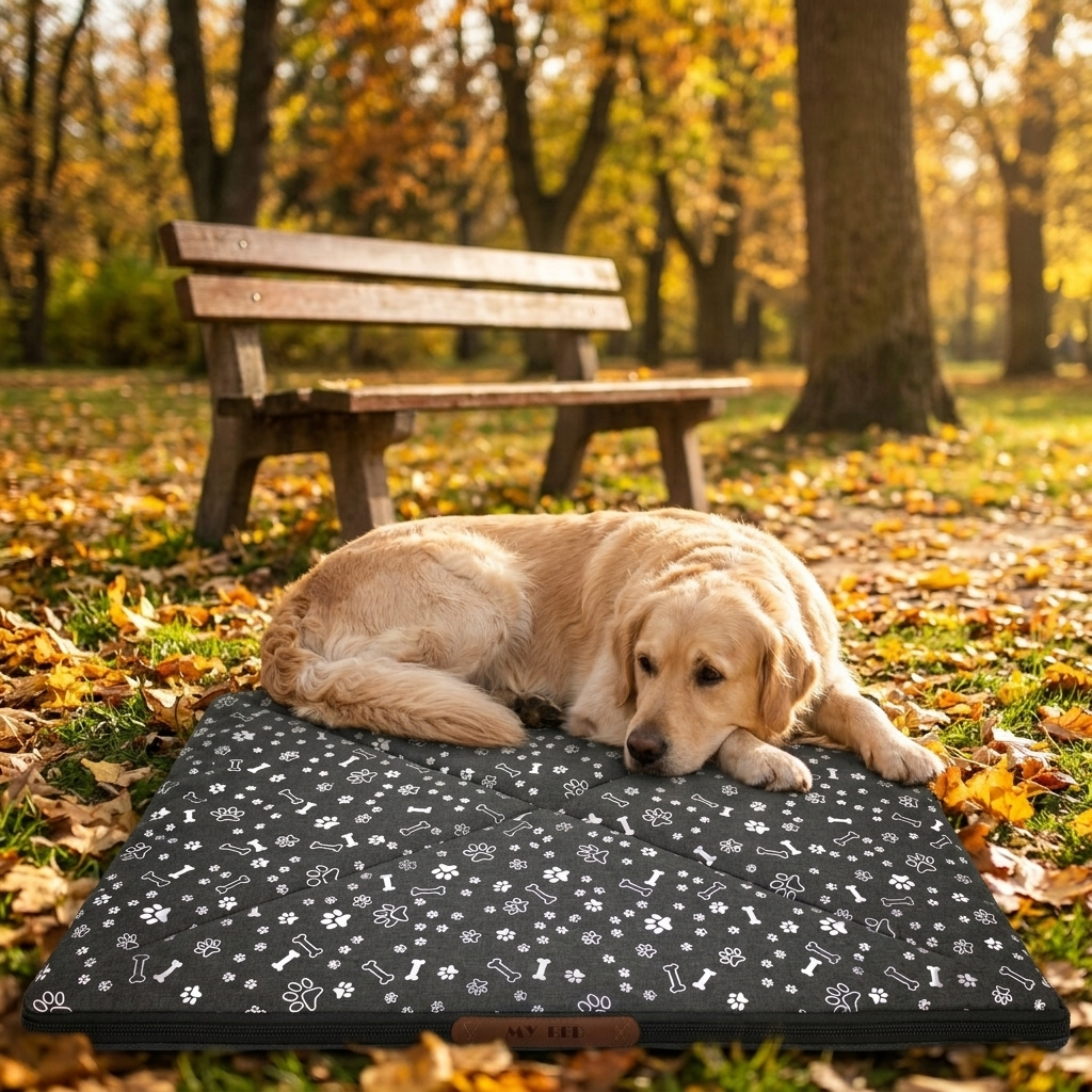 Legowisko dla psa wodoodporne 100x70 cm XL – materac z pianką i zdejmowanym pokrowcem
