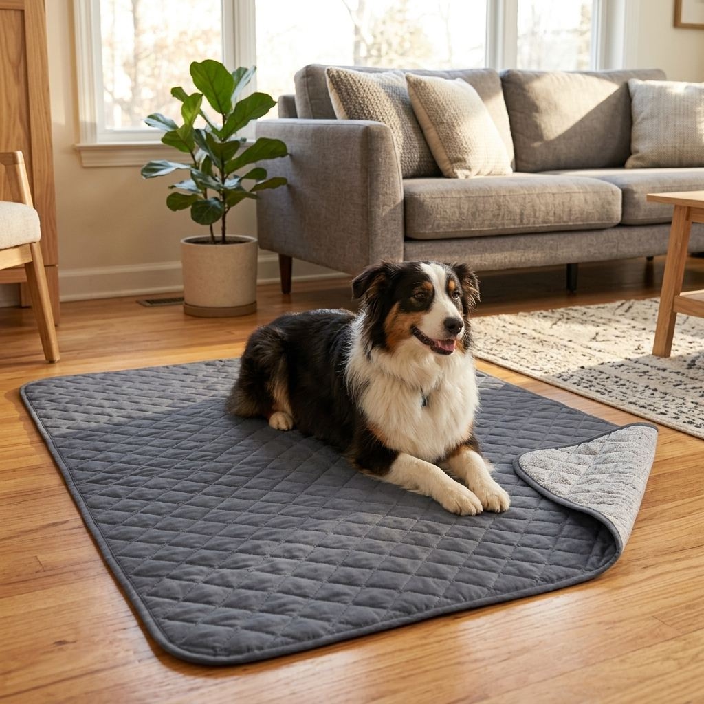Wobell Mata ochronna na łóżko dla psa i kota 130x210 cm wodoodporna, antypoślizgowa – szara