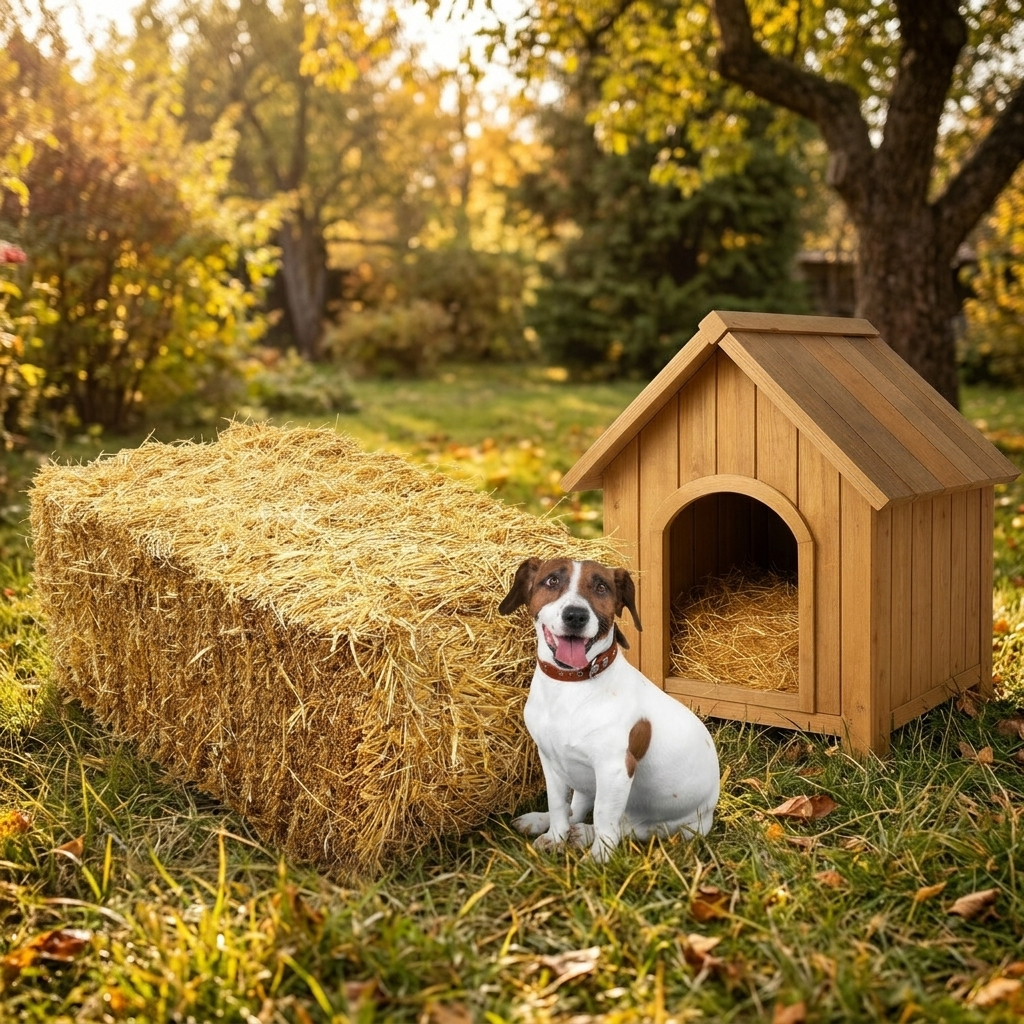 Słoma do budy dla psa 170 l – duża kostka, naturalna ściółka ocieplająca, XXL