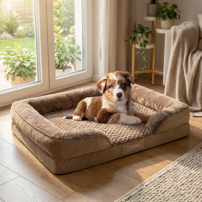 LOVEDOG Legowisko ortopedyczne dla psa OrtoMax M 70x55 cm, wodoodporne, z burtami – wielokolorowe