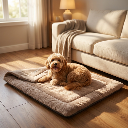 Lovedog mata dla psa 90 x 60 cm do klatki i samochodu, rozmiar M – beżowa