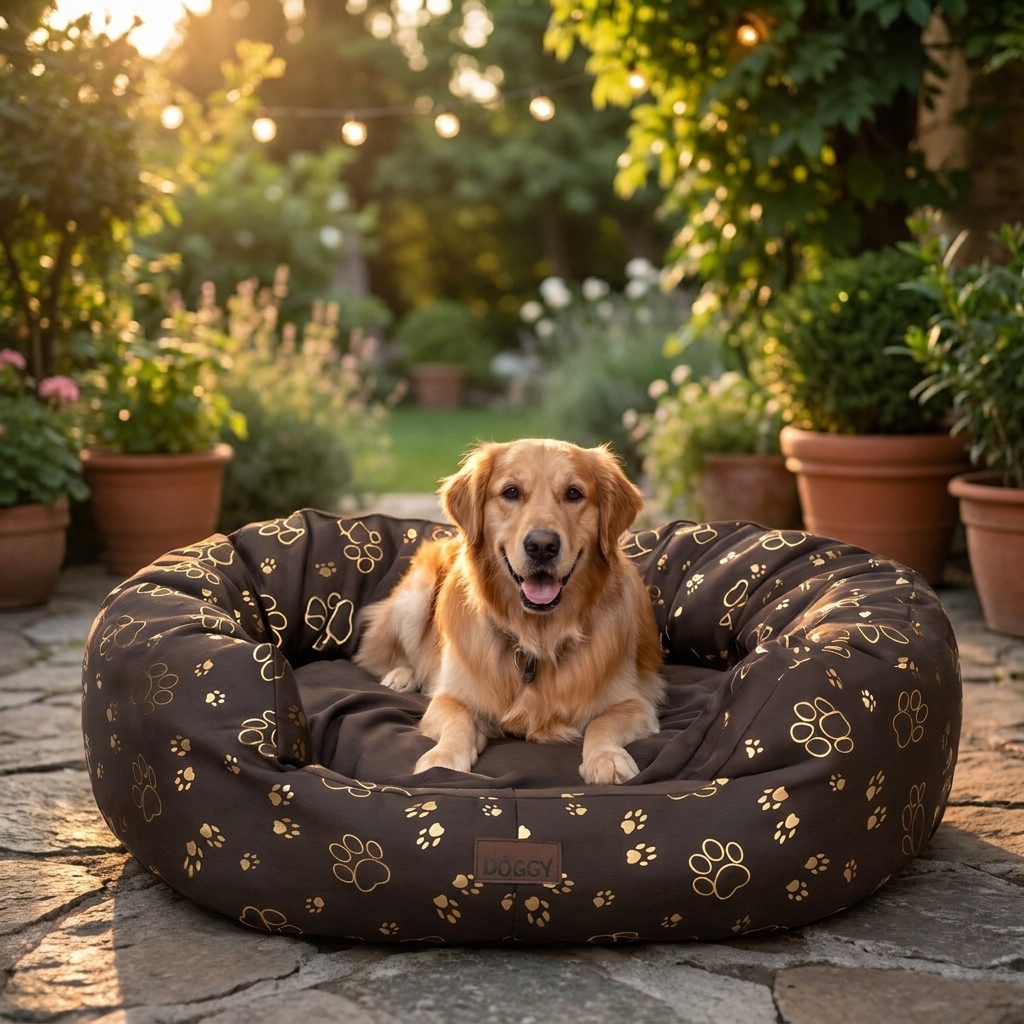 Doggy Legowisko dla dużego psa XXL 114x94 cm wodoodporne, z wyjmowanym materacem – brązowe