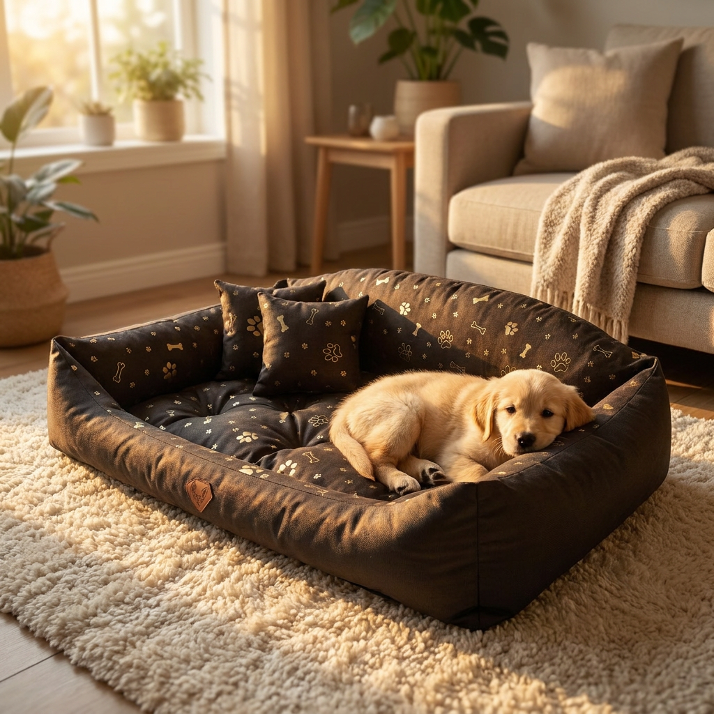 Dogs4life Shell legowisko dla dużego psa 115 x 95 cm, wodoodporne, pianka PUR – brązowe