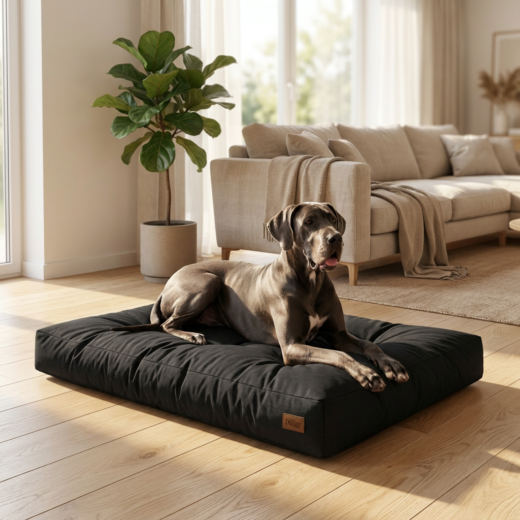 Materac dla psa XXL 130x100 cm wodoodporny, pikowany, dla ras olbrzymich – czarny