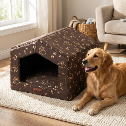 Doggy Buda Smart budka legowisko dla psa i kota 59x55 cm z poduszką, wodoodporna – brązowa