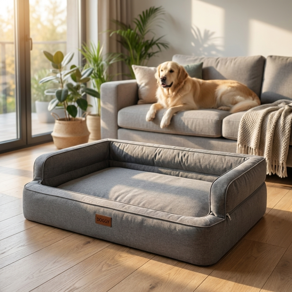 Doggy Paradise legowisko kanapa dla psa XXL 117x79 cm wodoodporne – szare