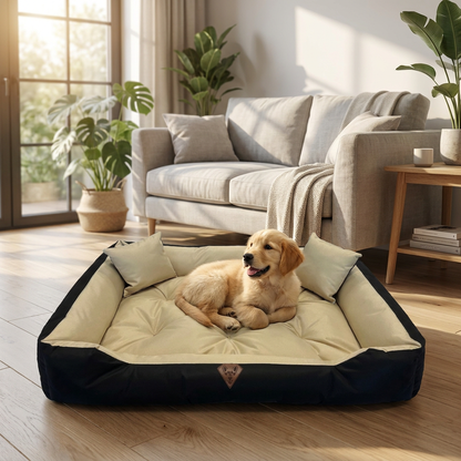Dogs4life Legowisko kanapa dla psa 100 x 75 cm z Cordury, wodoodporne, duży pies – beżowe