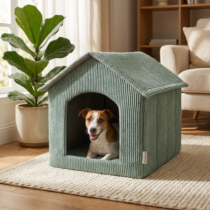 Petsona Buda dla psa piankowa 70 × 70 × 65 cm z wyjmowanym materacem, rozmiar XXL – zielona