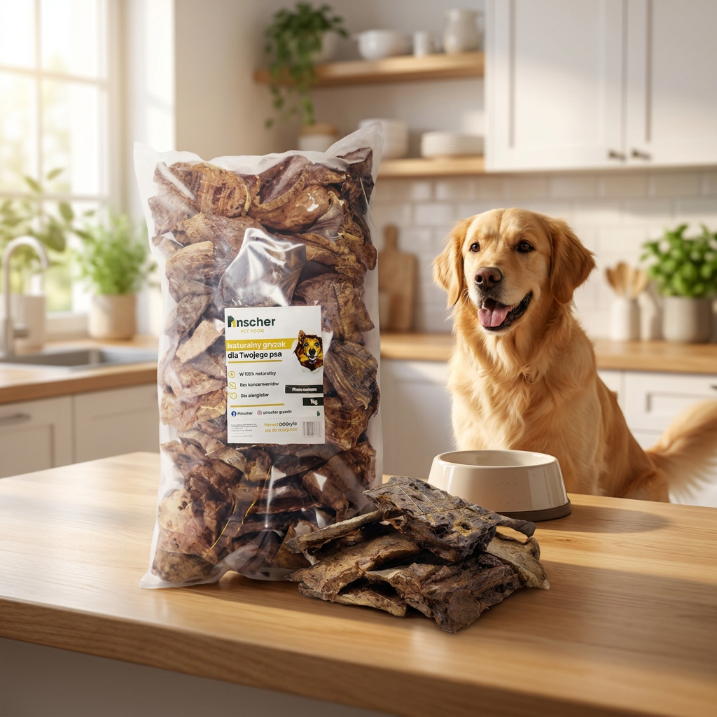 Pinscher gryzak naturalny dla psa płuca wołowe suszone 1 kg – bezzbożowy, 100% wołowina