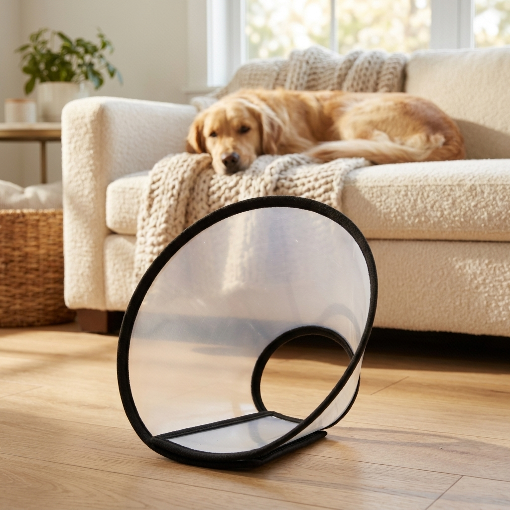 Trixie Kołnierz pooperacyjny dla psa L-XL 50-58 cm, plastikowy, na rzep – przezroczysty