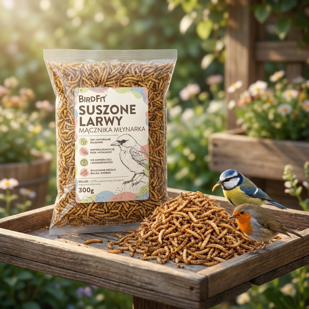 BirdFit suszone larwy mącznika młynarka 300 g – naturalny pokarm białkowy dla ptaków