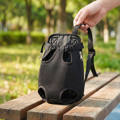 Close-up of a lightweight, breathable pet transport bag with mesh panels and sturdy zipper.