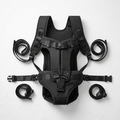Overhead shot of dog carrier laid flat on textured surface highlighting foam thickness and nylon fabric.