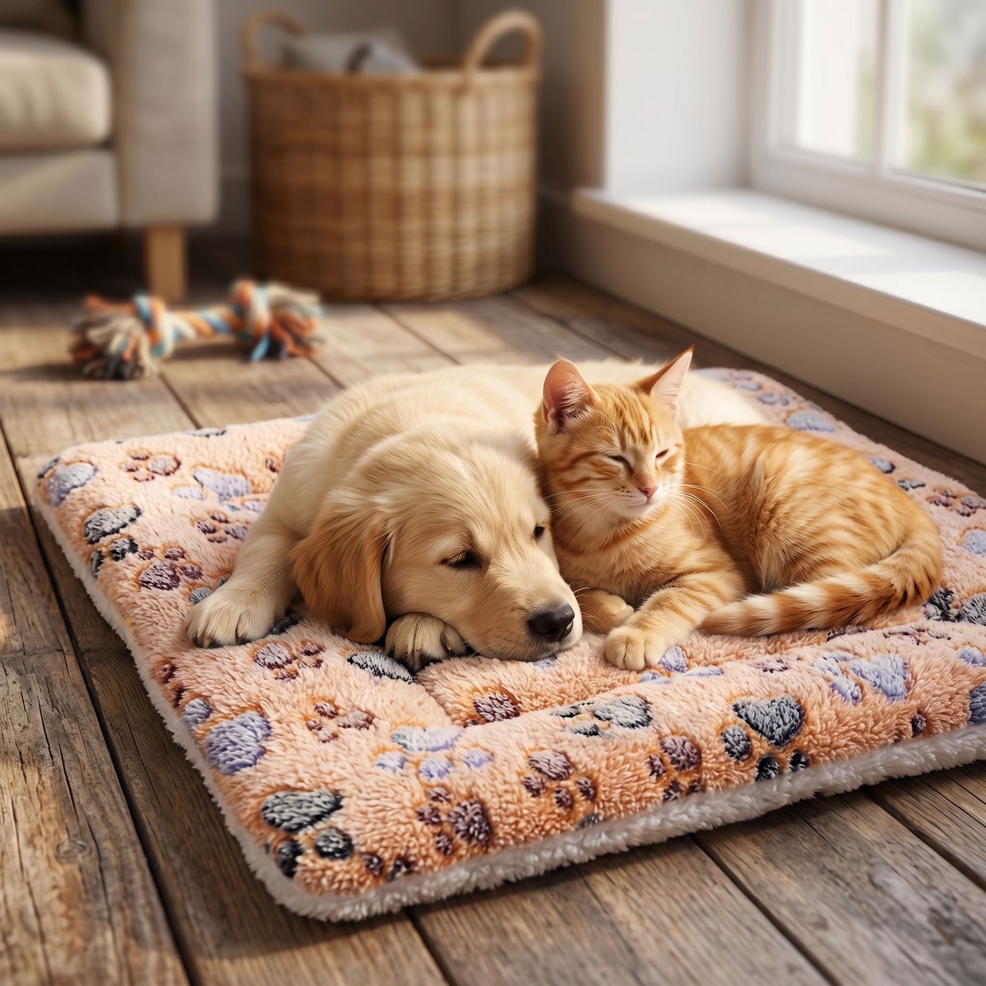 Close-up of the plush coral fleece pet bed highlighting soft, thick fabric and detailed micro-texture, emphasizing warmth and coziness.